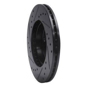 Honda Civic Brake Rotor (1) - Front Right - R1 Concepts - Drilled & Slotted - Black - `90-`00